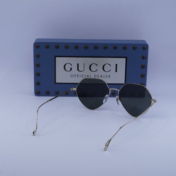 Gucci GG1182S 001 Geometric Sunglasses – Gold/Grey - Picture 11 of 12
